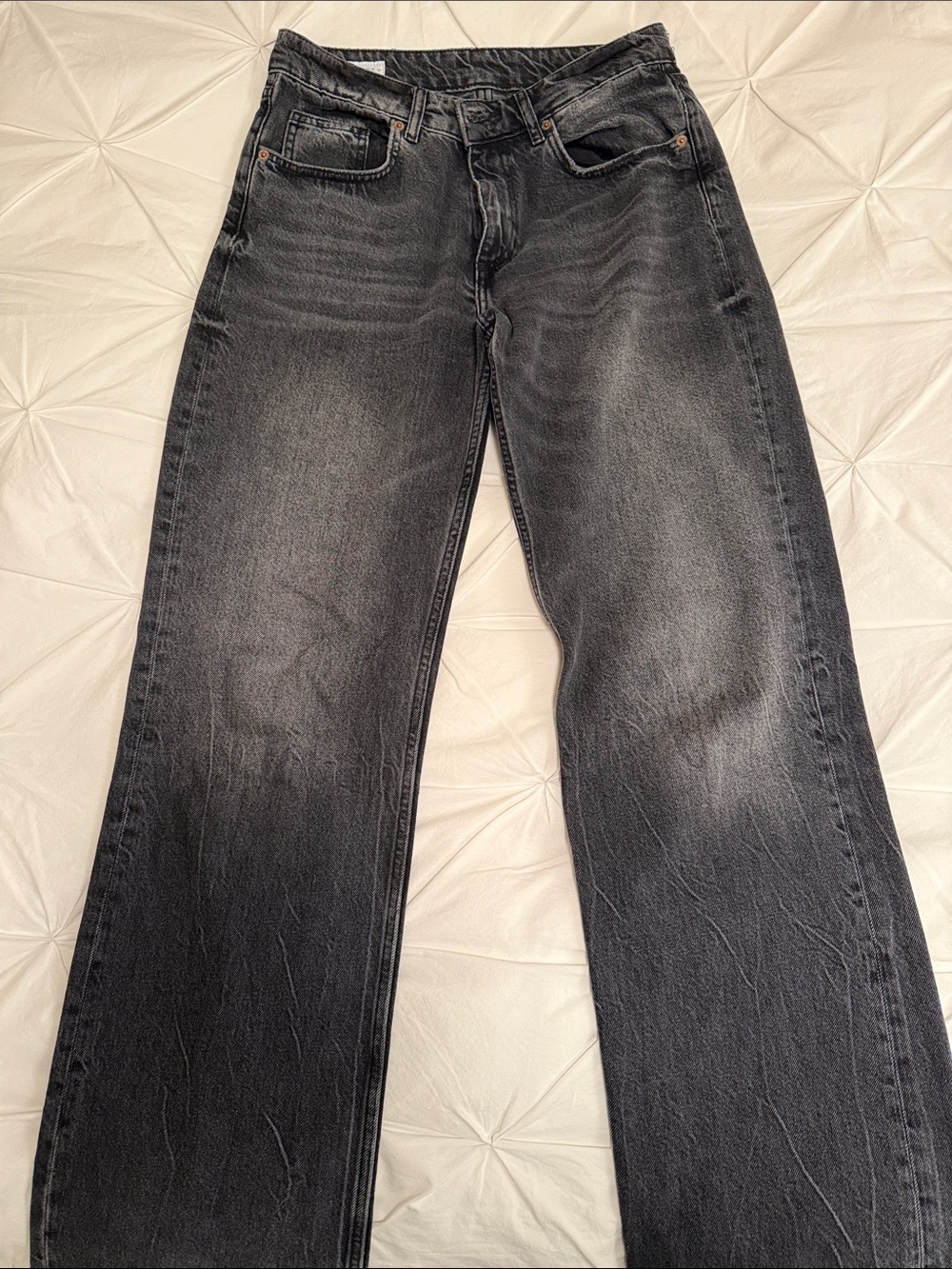 Zara Gray Mid Rise Baggy Jeans